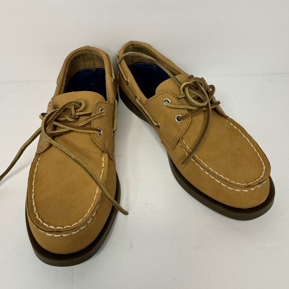 Sperry Top-Sider Youth Boys Girls Leather Boat Shoes Tan Size 2M EU 33.5